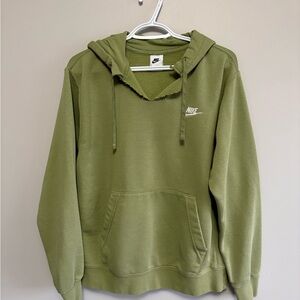 Nike Green Hoodie Distressed V Neck Size Medium